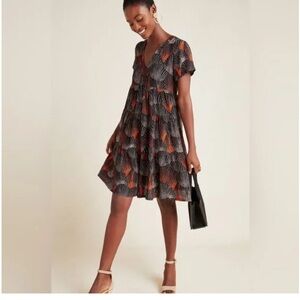Maeve Black and Orange Patterned Dress